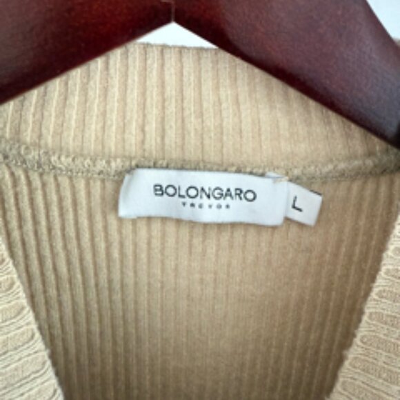 Bolongaro Trevor Mock Neck Ribbed Sweater in Beige - Picture 4 of 4
